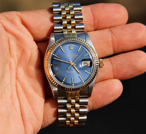 rolex blue face datejus vintage price